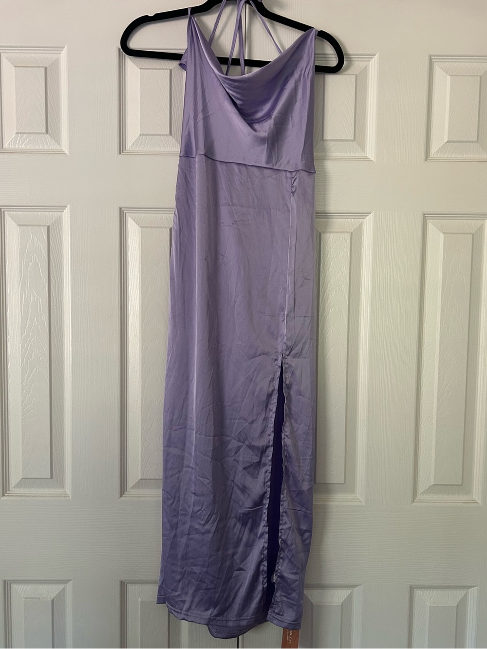 SHEIN 💜 Lilac Satin Cowl Slip Dress Strappy Criss-Cross Back